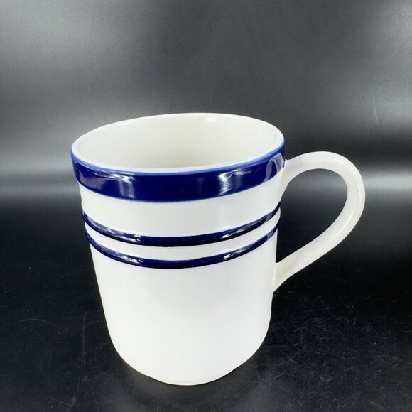 Lenox Kate Spade Ceramic Coffee Mug Cup Sculpted Stripe Cobalt Blue White VTG - Picture 11 of 14